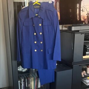 Harve Benard Navy Suit with Gold Accents